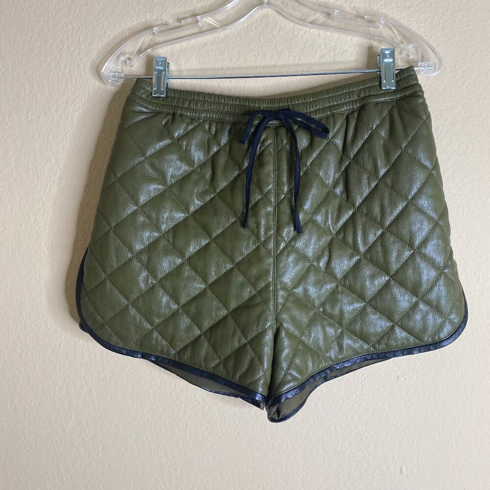 self-portrait quilted faux leather shorts